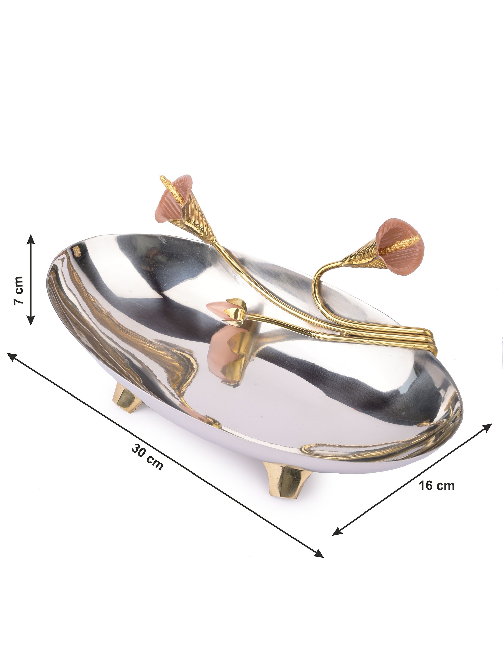 Oval Chrome Finish Designer Fruit bowl / Serving Bowl - The Heritage Artifacts