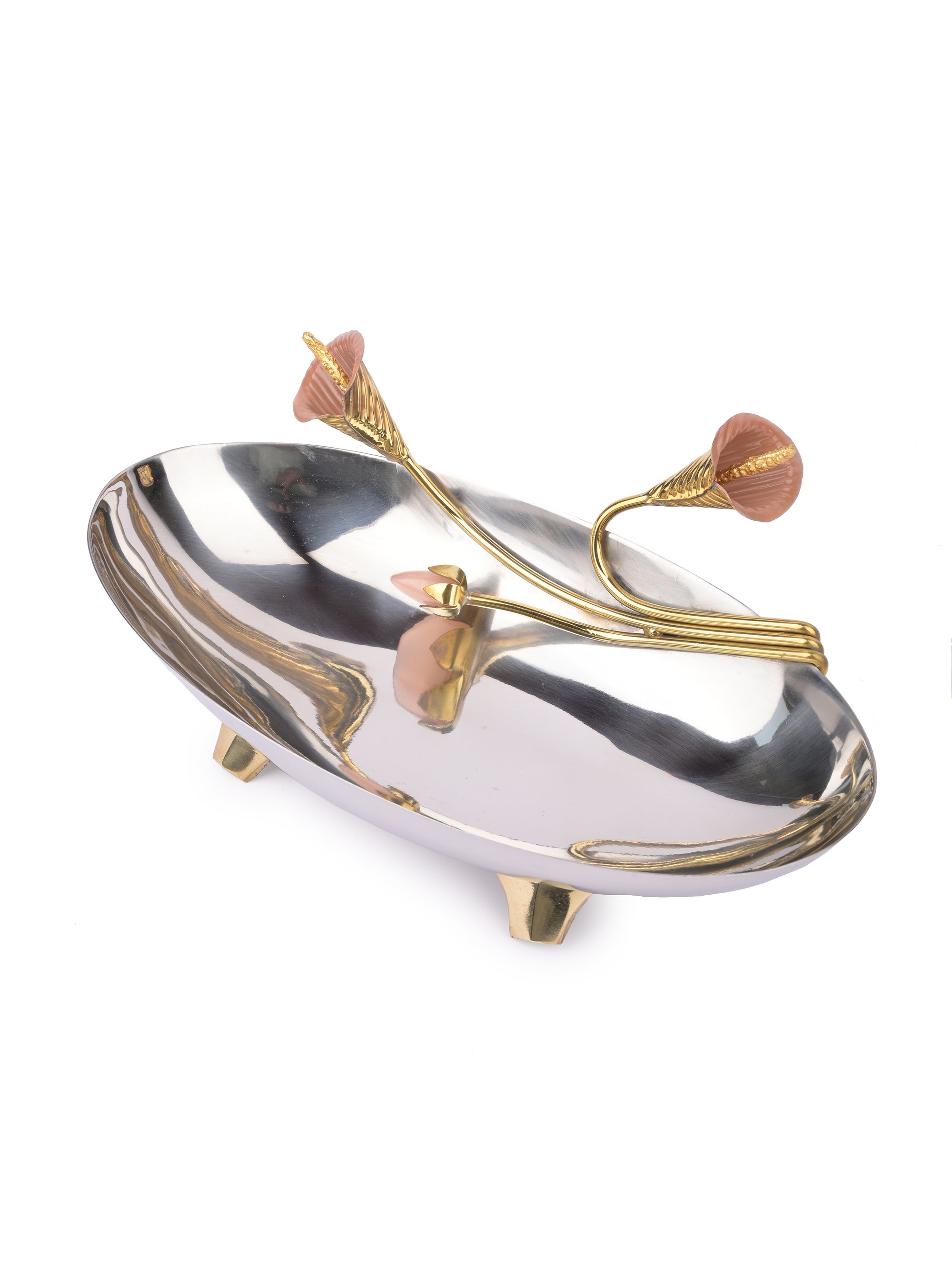 Oval Chrome Finish Designer Fruit bowl / Serving Bowl - The Heritage Artifacts