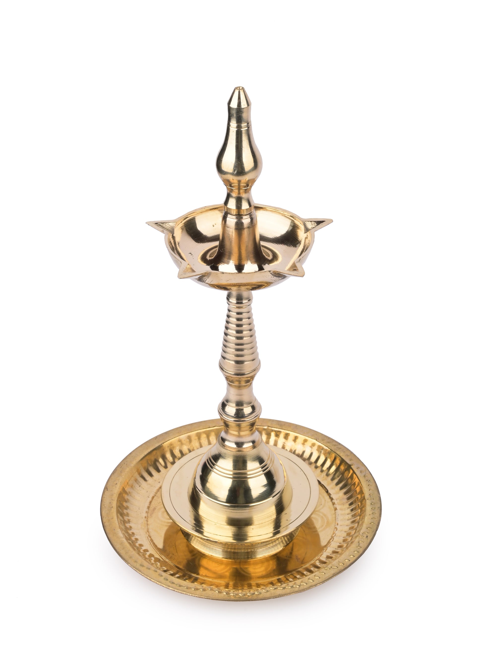 Traditional Brass Diya / Oil Lamp stand for Home and Temple - 12 inches in height - The Heritage Artifacts