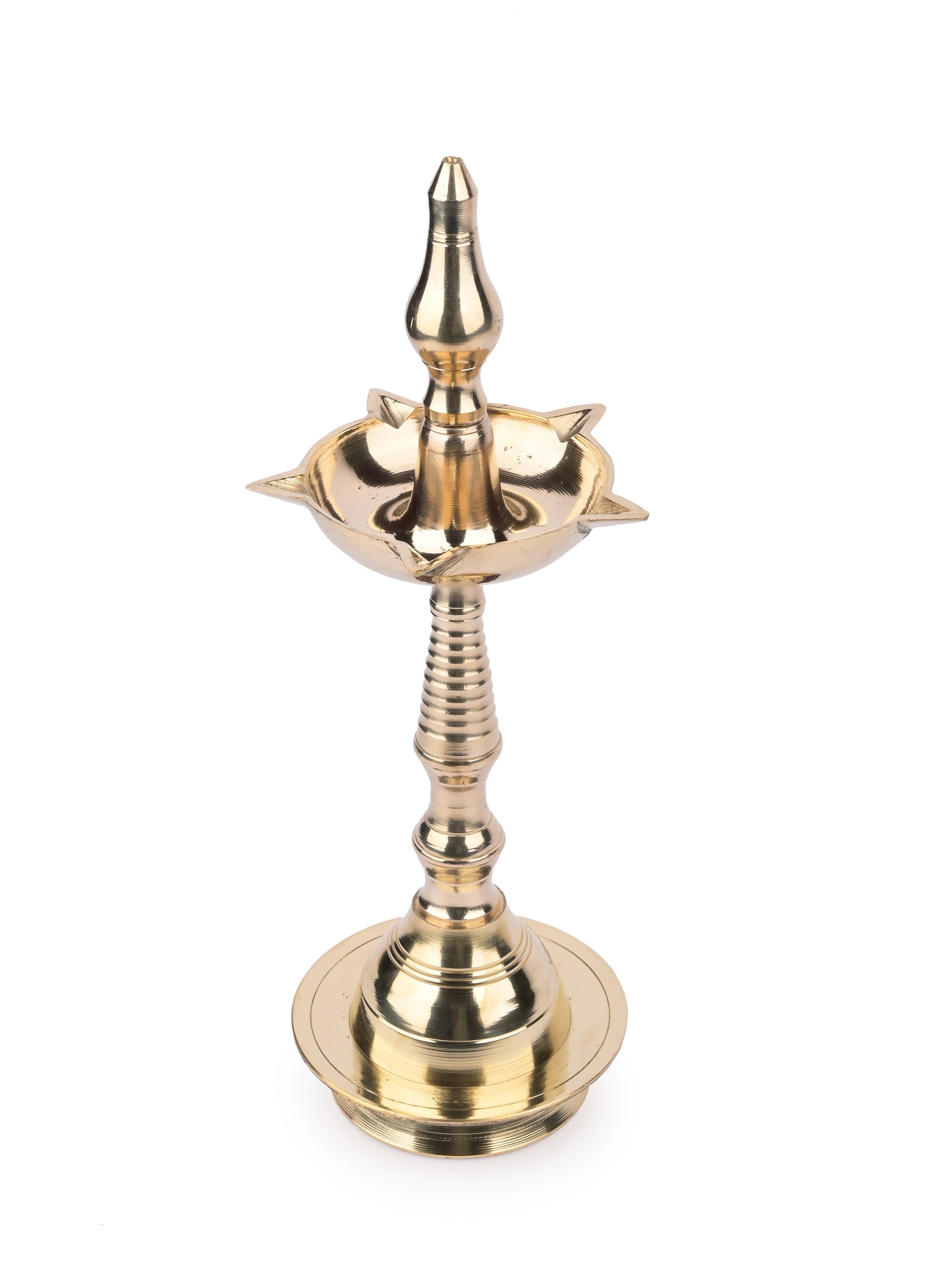 Traditional Brass Diya / Oil Lamp stand for Home and Temple - 12 inches in height - The Heritage Artifacts
