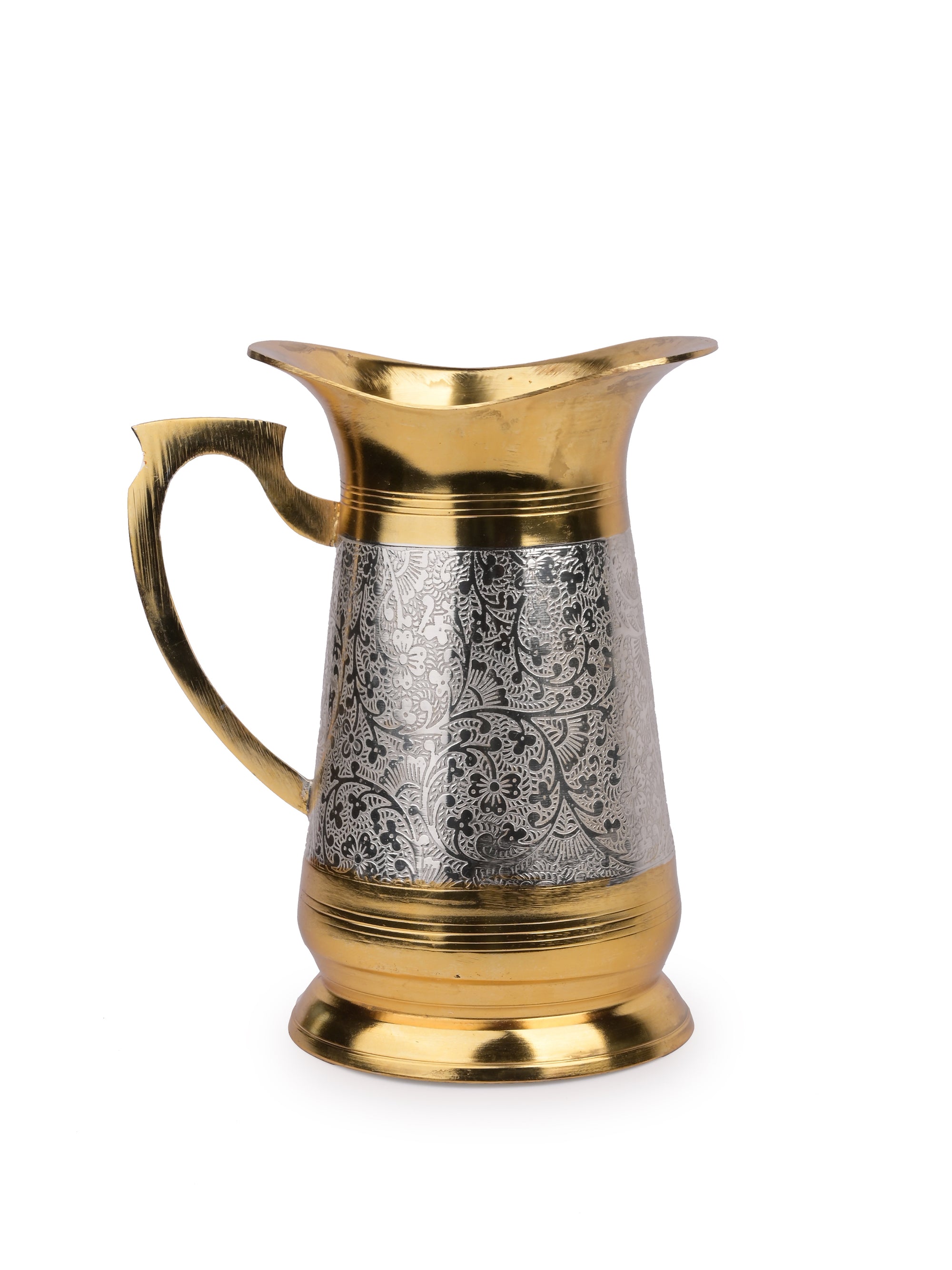 Brass made Stylish Drinkware set consisting of 1 Jug, 6 Glasses and 1 Tray in a Velvet Gift Box - The Heritage Artifacts