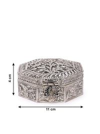 Hand crafted, Silver oxidised, Hexagonal Jewellery / Trinket box - The Heritage Artifacts