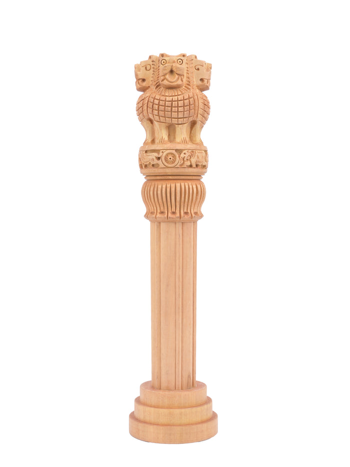 Kadam wood carved Ashok Stambh / Pillar - 12 inches in height - The Heritage Artifacts
