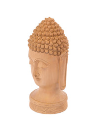 Kadam wood hand carved Lord Buddha head - 8 inches in height - The Heritage Artifacts