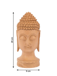 Kadam wood hand carved Lord Buddha head - 8 inches in height - The Heritage Artifacts