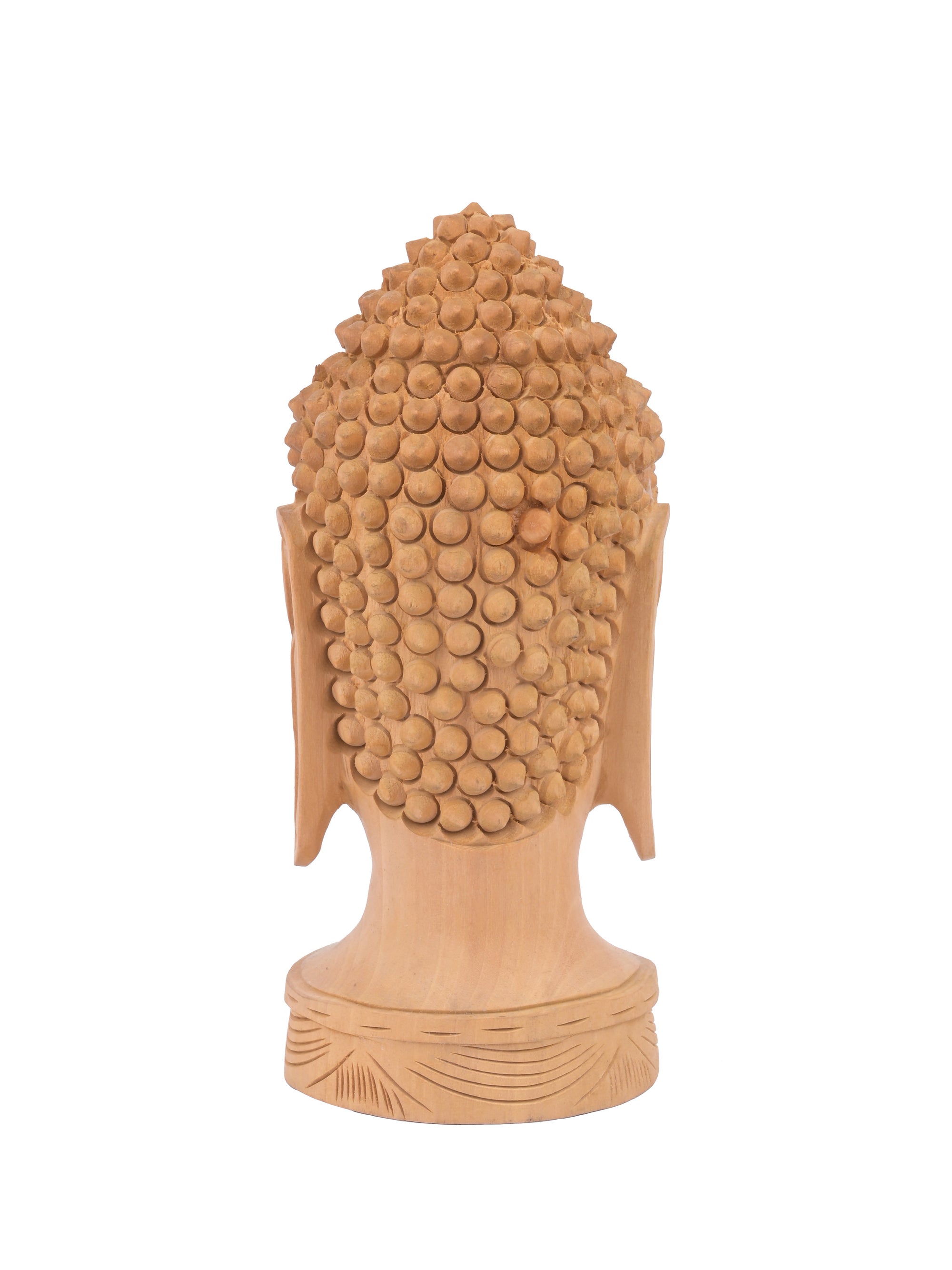 Kadam wood hand carved Lord Buddha head - 8 inches in height - The Heritage Artifacts
