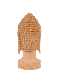 Kadam wood hand carved Lord Buddha head - 8 inches in height - The Heritage Artifacts