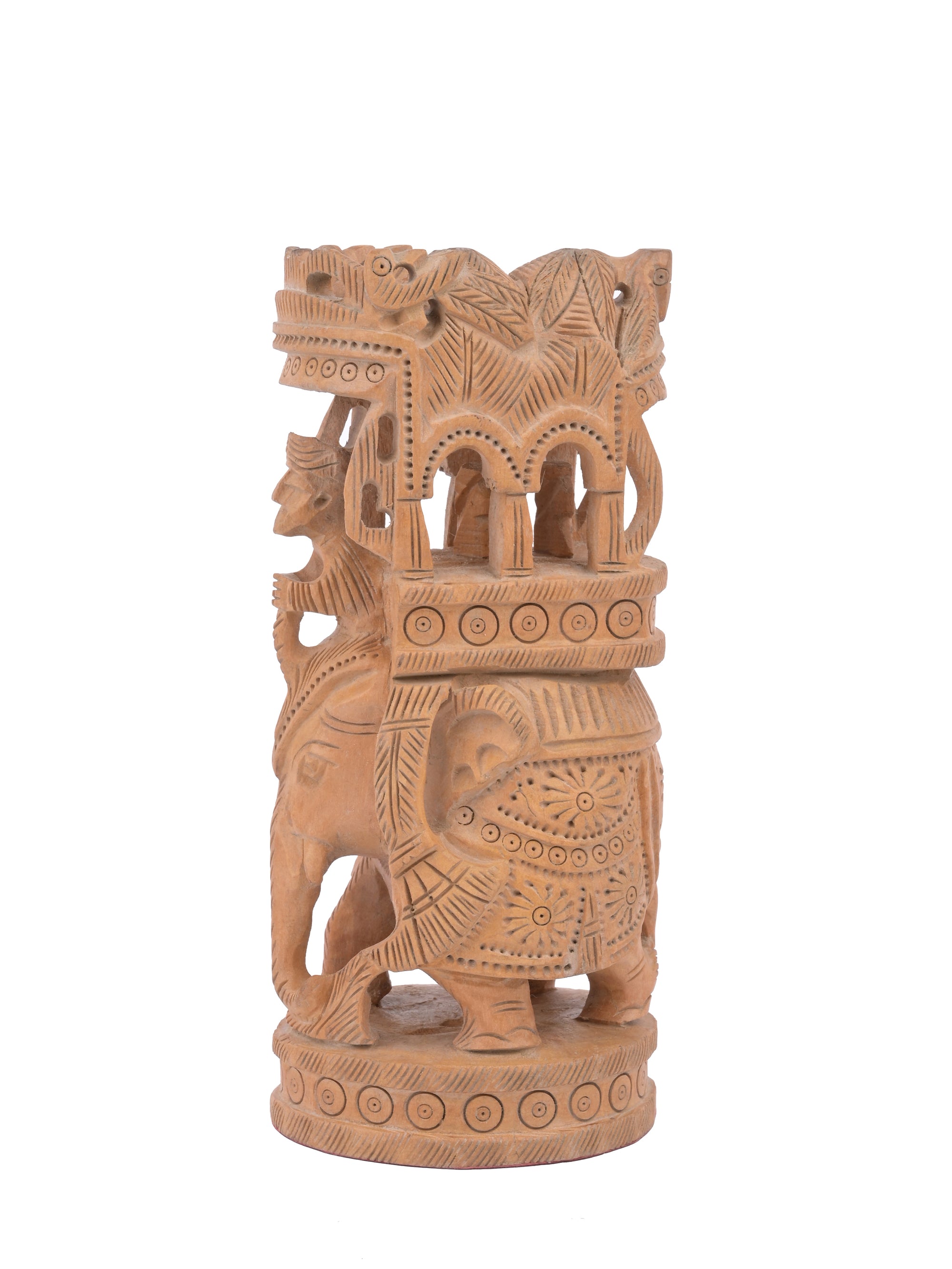 Ambabari Elephant crafted on Kadam wood - 8 inches in height - The Heritage Artifacts