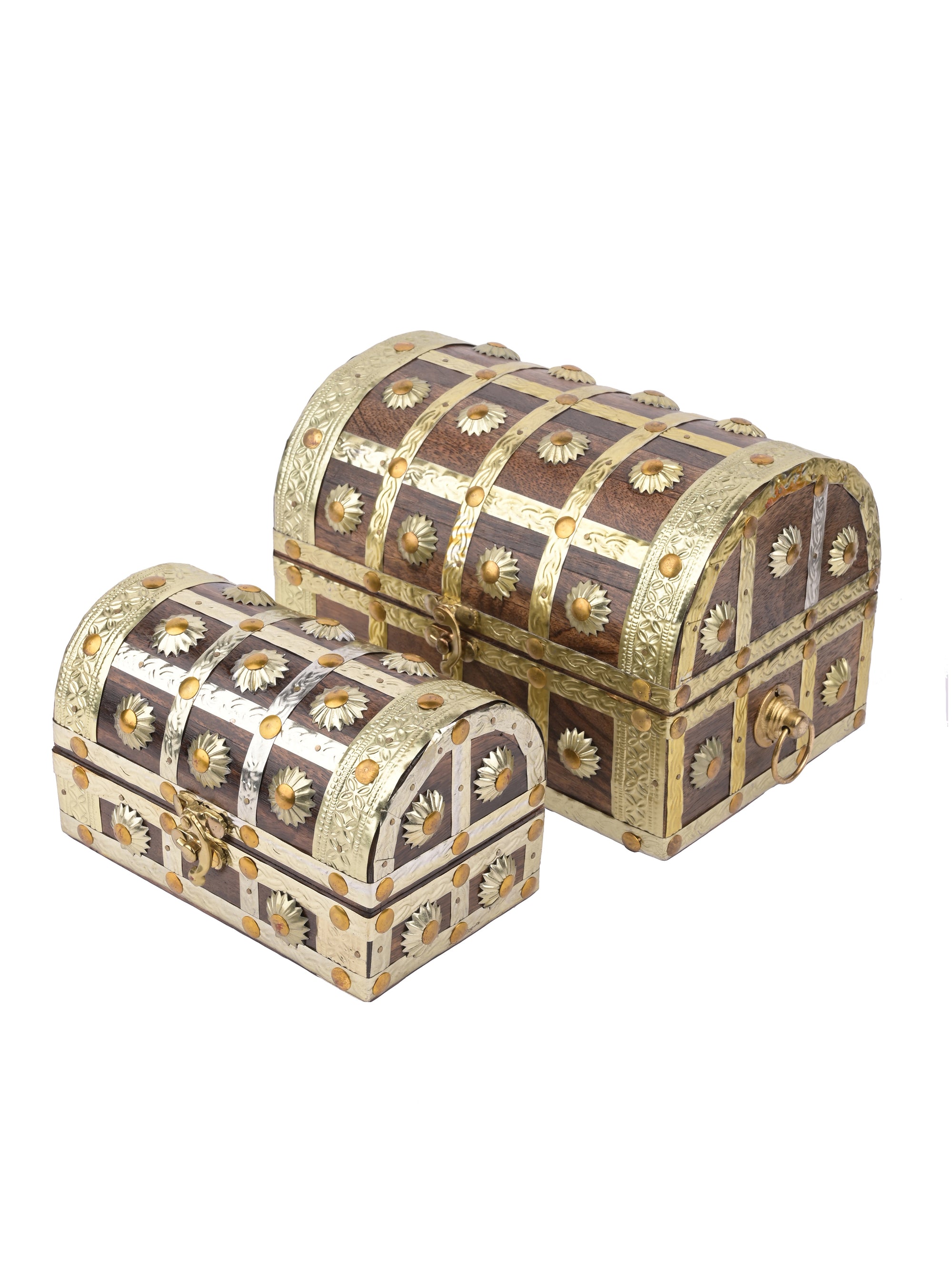Wooden Retro Treasure Chest, multi storage unit, Set of 2 pcs - The Heritage Artifacts