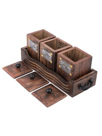 Wooden Container and stand set for Tea, Coffee and Sugar - The Heritage Artifacts
