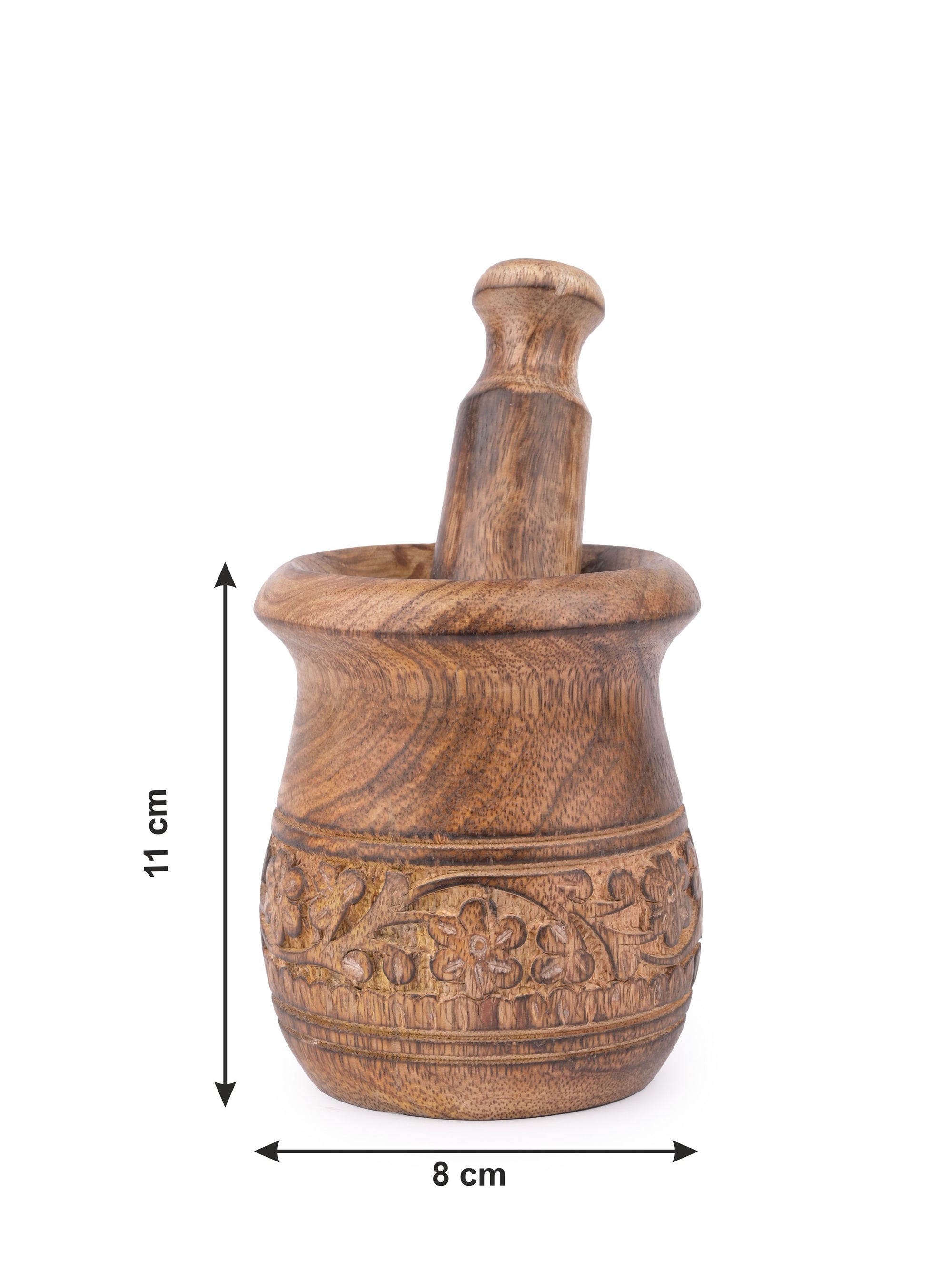 Mango Wood carved Mortar and Pestle / Okhli and Musal set - The Heritage Artifacts