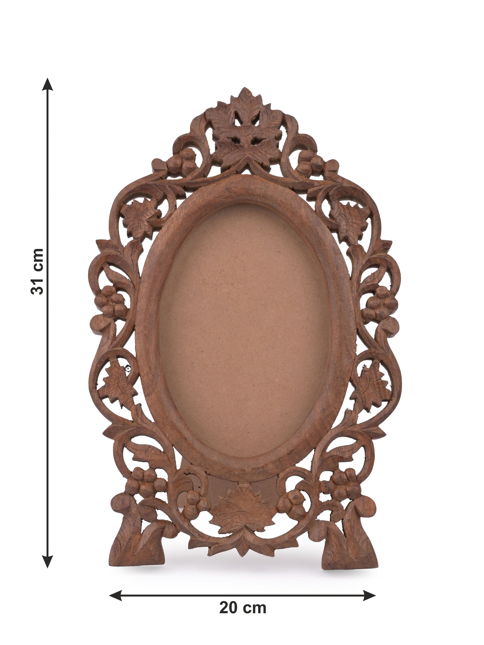 Wood crafted Royal Design Photo Frame in oval shape - The Heritage Artifacts