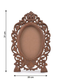 Wood crafted Royal Design Photo Frame in oval shape - The Heritage Artifacts