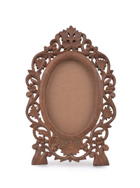 Wood crafted Royal Design Photo Frame in oval shape - The Heritage Artifacts