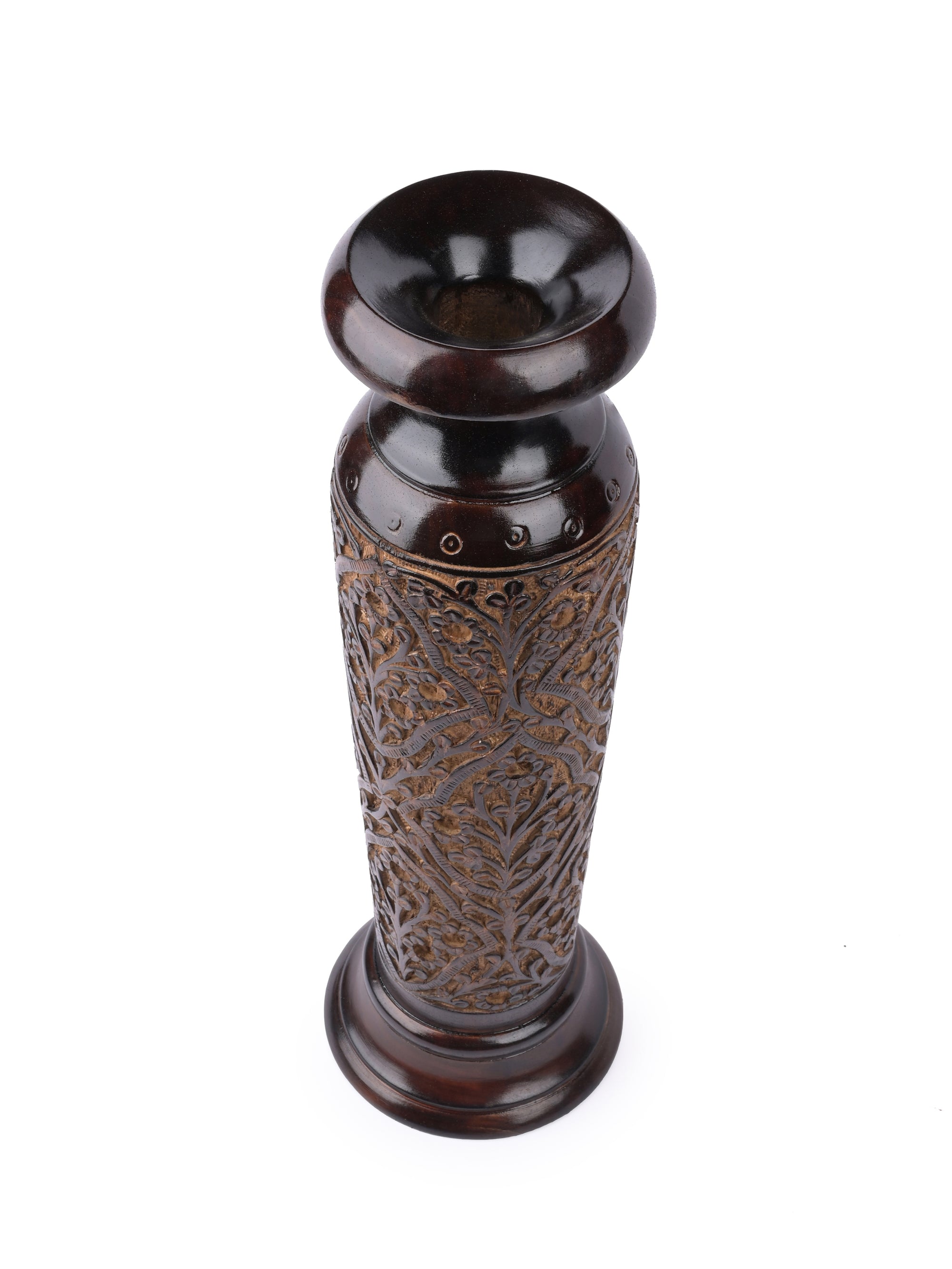Wood crafted Tall Flower Vase - 20 inches in height - The Heritage Artifacts