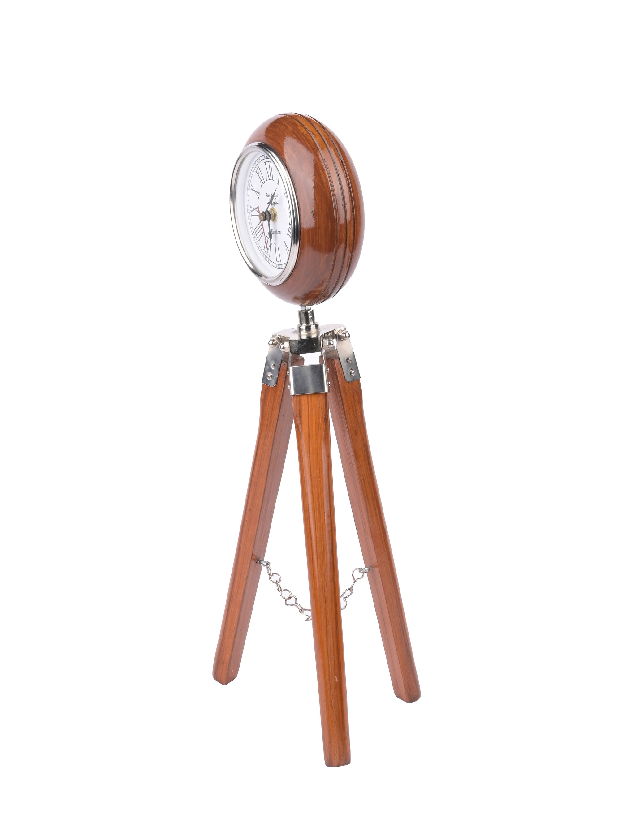 Vintage Clock over a wooden Tripod Stand - 18 inches in height - The Heritage Artifacts