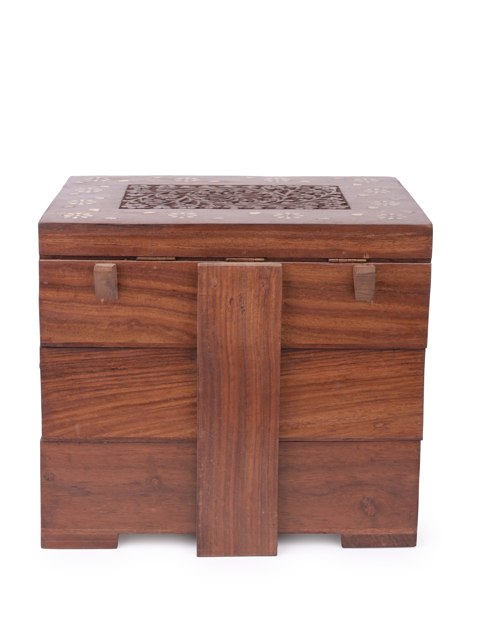 Wood crafted 3 step Storage box for multiple use - The Heritage Artifacts