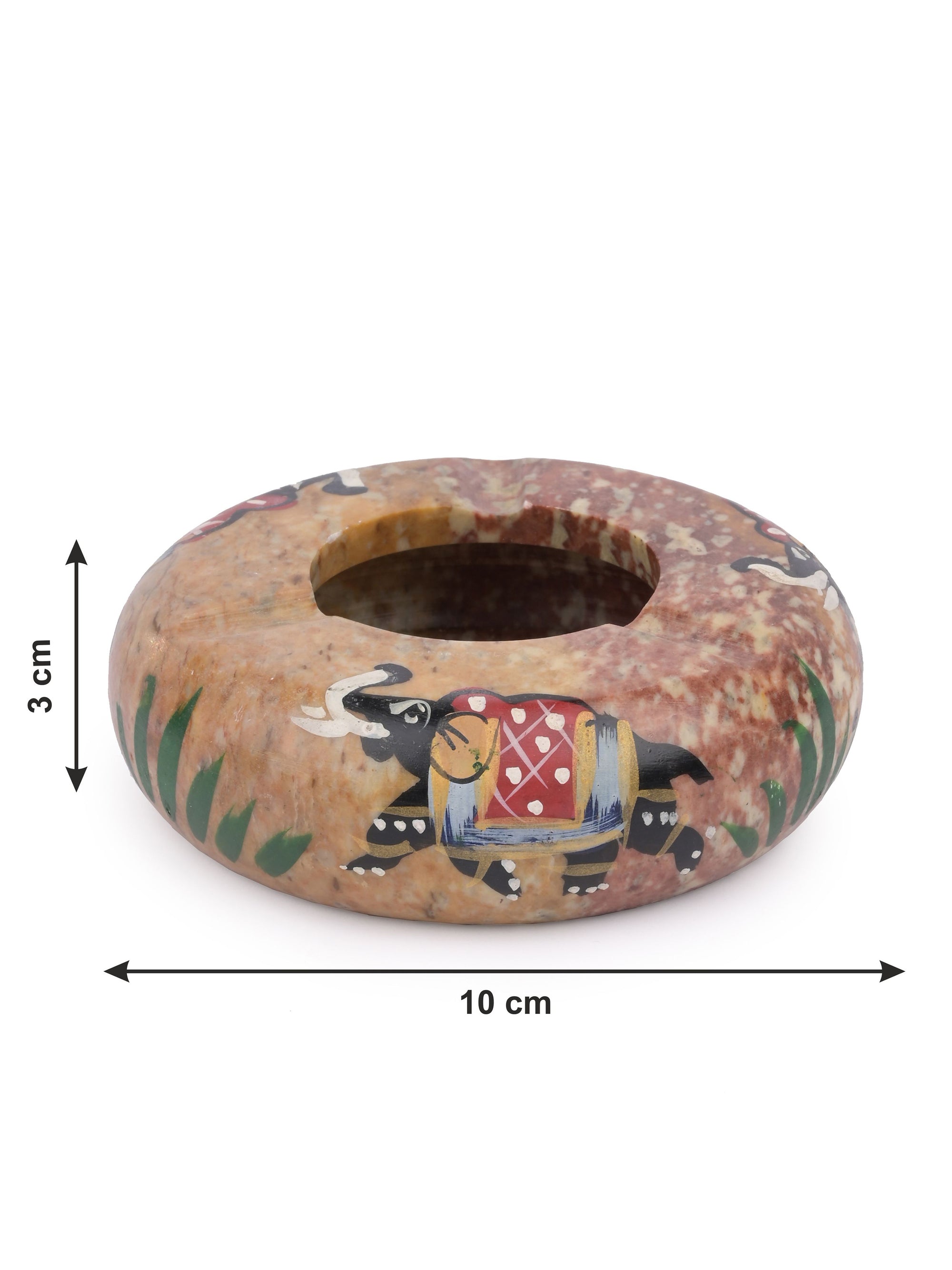 Small brown Ashtray carved and painted on Yellow Paleva stone - The Heritage Artifacts
