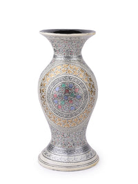 White and Gold Paper Mache Flower Vase - 14 inches height - The Heritage Artifacts