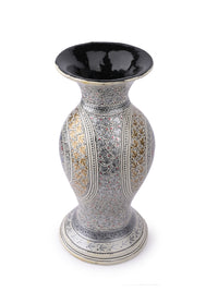 White and Gold Paper Mache Flower Vase - 14 inches height - The Heritage Artifacts