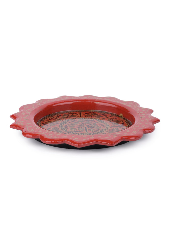 Small decorative Paper Mache Tray in Red and Black color - The Heritage Artifacts