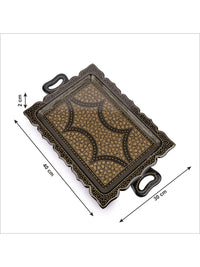 Paper Mache, Black and Gold painted Royal look Serving Tray with handle - The Heritage Artifacts