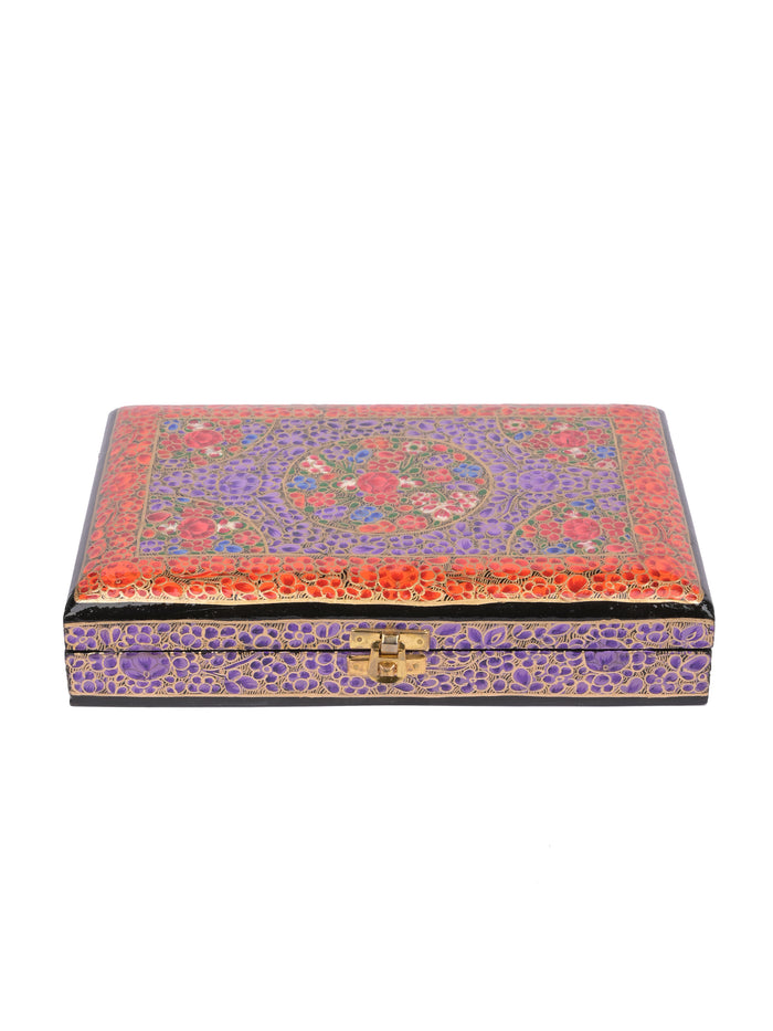 Paper Mache Rectangular Jewellery box, Available in Assorted design and colors - The Heritage Artifacts