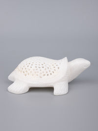 White marble turtle with decorative jali work - The Heritage Artifacts