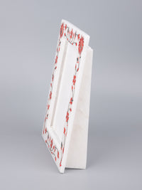 White marble photo / picture frame with inlay work - portrait view - The Heritage Artifacts
