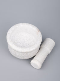 Mortar and Pestle / Okhli Musal in White marble - The Heritage Artifacts