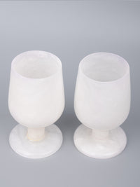 Royal white marble wine glass - set of 2 pcs in a gift box - The Heritage Artifacts