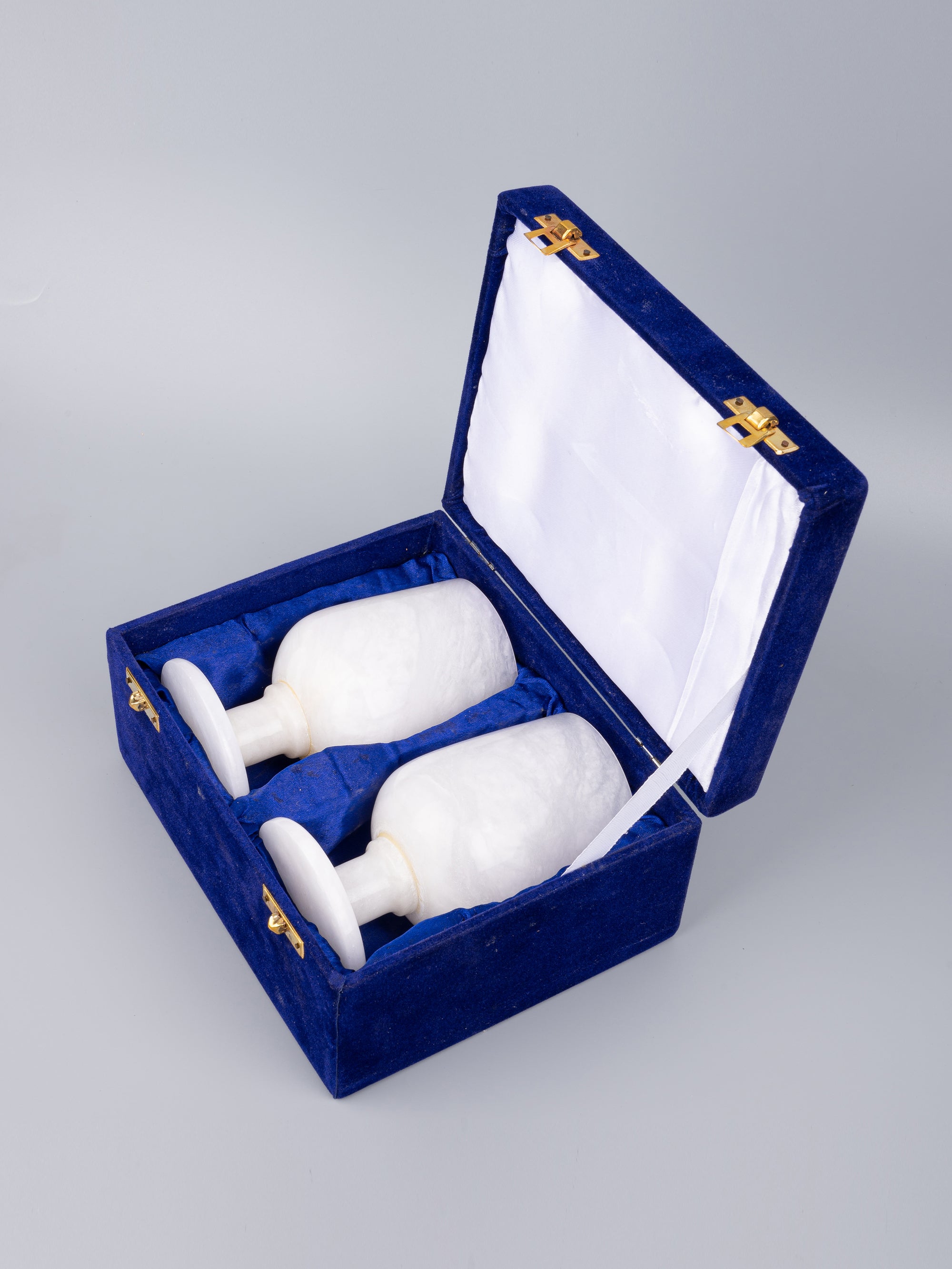 Royal white marble wine glass - set of 2 pcs in a gift box - The Heritage Artifacts