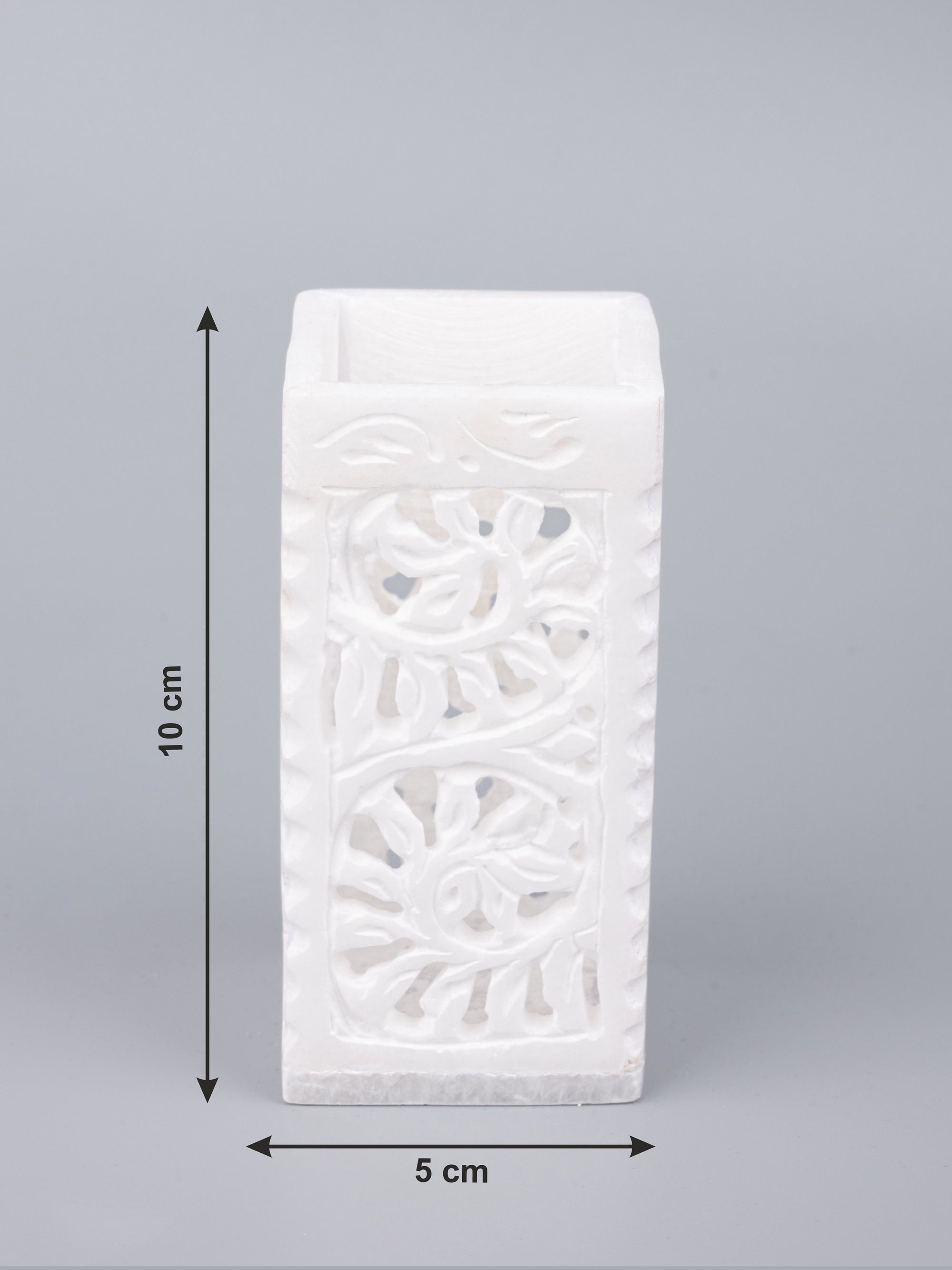 White marble crafted pen holder - The Heritage Artifacts