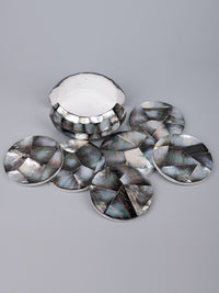 6 pieces coaster set made of marble and mother of pearl - The Heritage Artifacts
