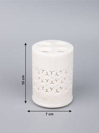 5 pieces bathroom accessories set handcrafted out of pure white marble - The Heritage Artifacts