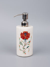 5 pieces bathroom accessories set made of pure marble with colorful inlay work - The Heritage Artifacts