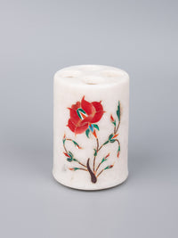 5 pieces bathroom accessories set made of pure marble with colorful inlay work - The Heritage Artifacts