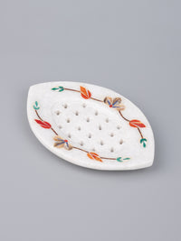5 pieces bathroom accessories set made of pure marble with colorful inlay work - The Heritage Artifacts