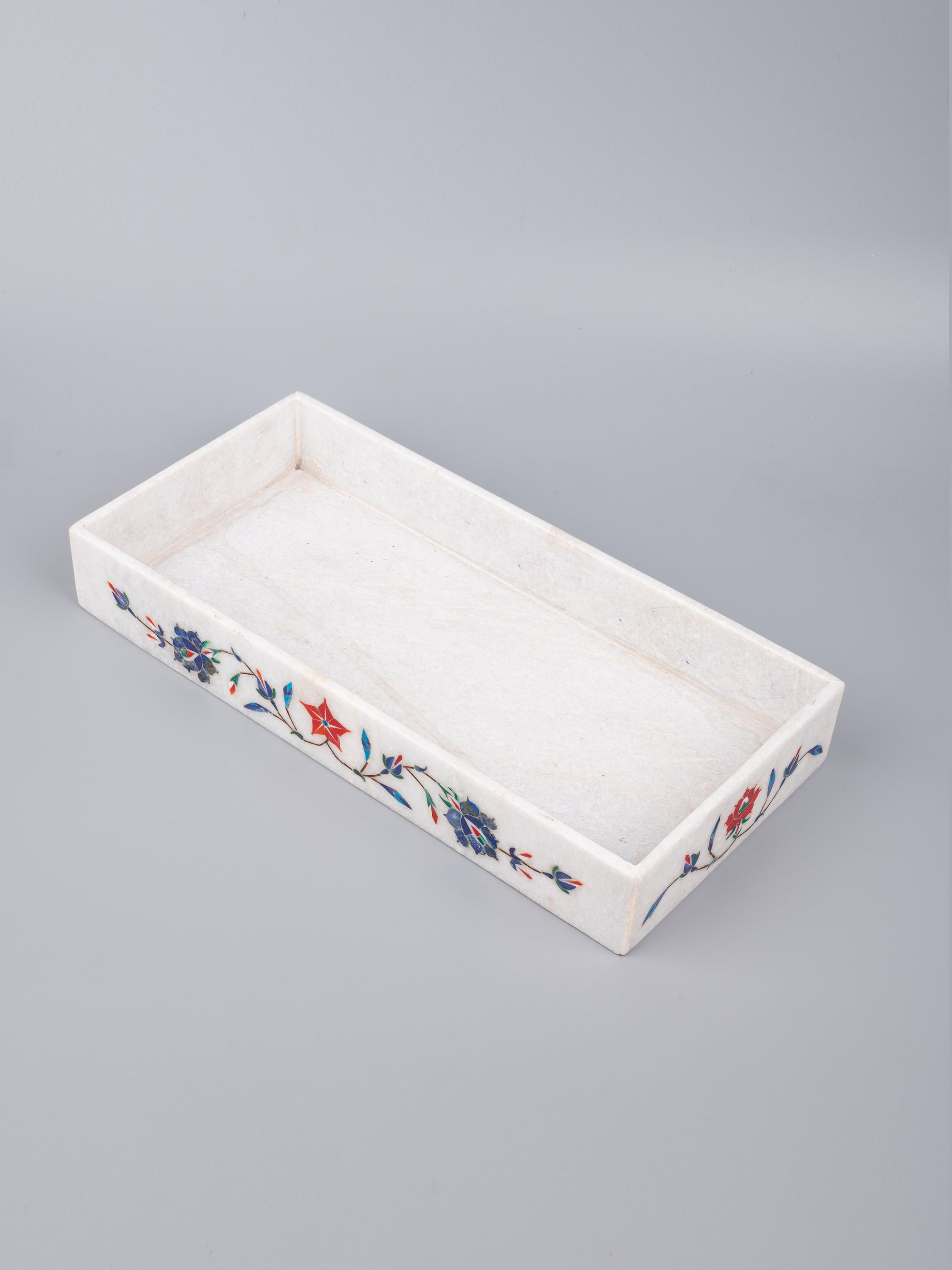 5 pieces bathroom accessories set made of pure marble with colorful inlay work - The Heritage Artifacts