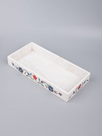 5 pieces bathroom accessories set made of pure marble with colorful inlay work - The Heritage Artifacts