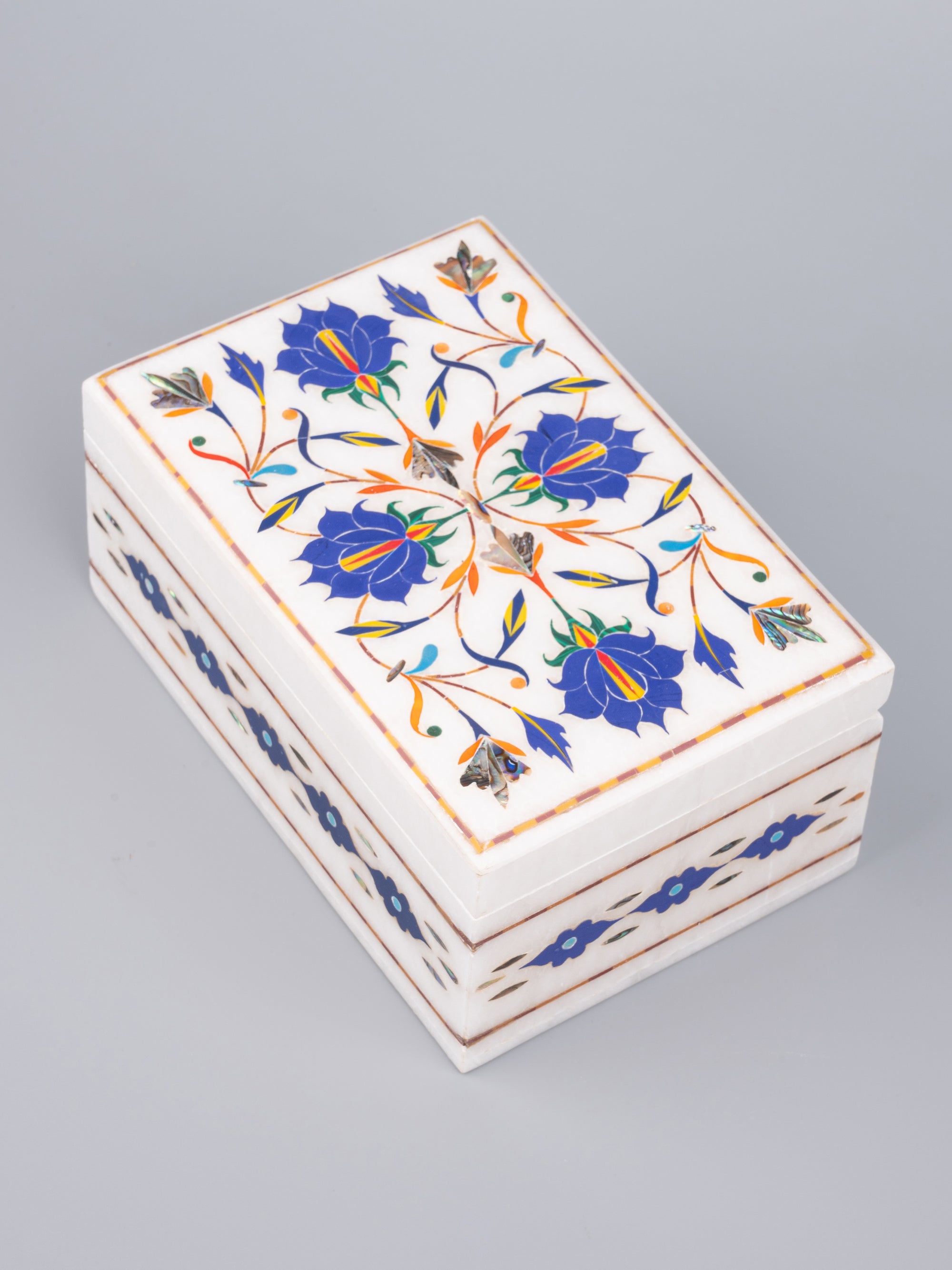 Colorful marble jewellery box with heavy inlay work - The Heritage Artifacts