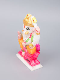 Marble painted statue of Lord Ganesha - 6 inches height - The Heritage Artifacts