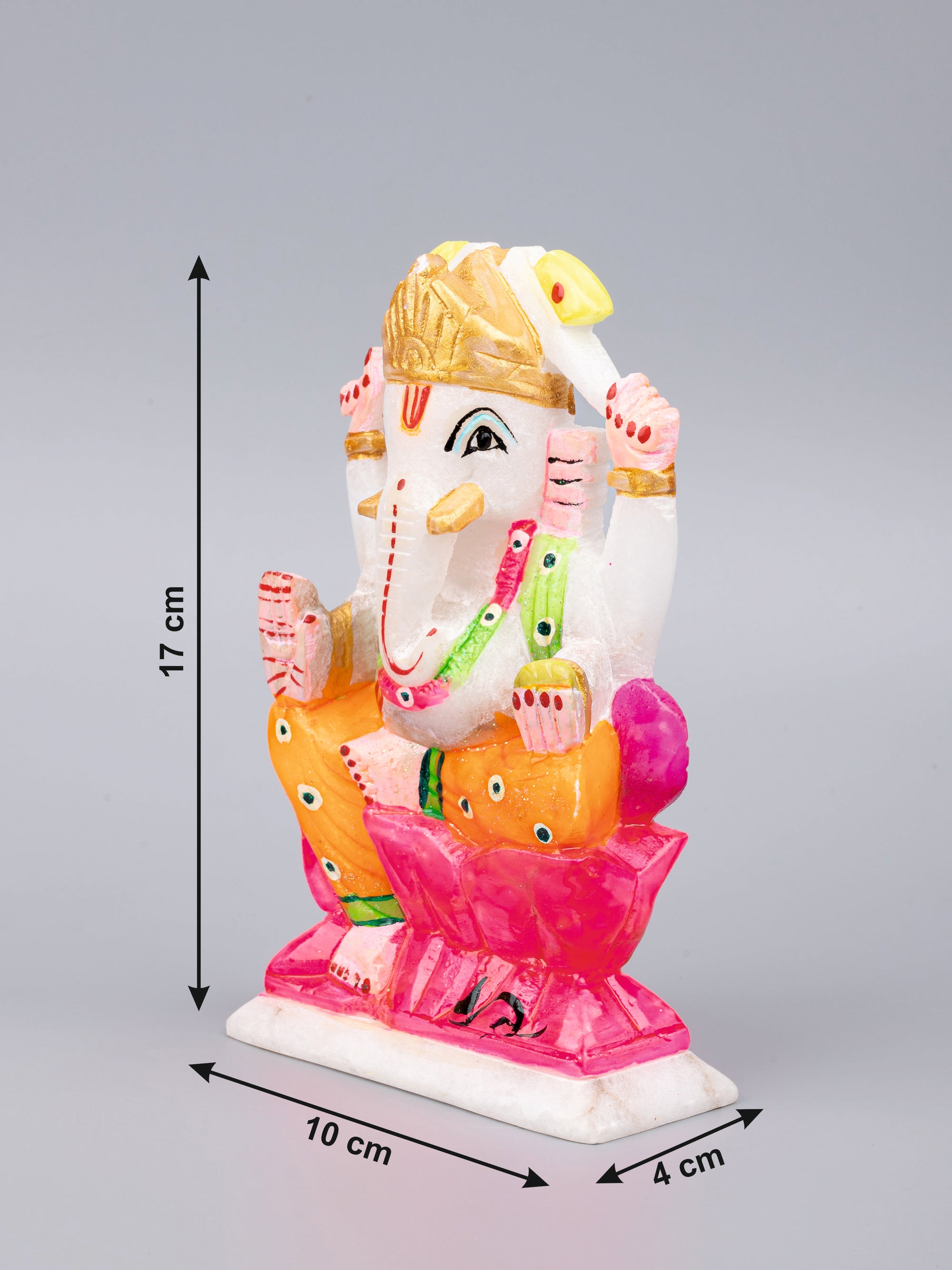 Marble painted statue of Lord Ganesha - 6 inches height - The Heritage Artifacts