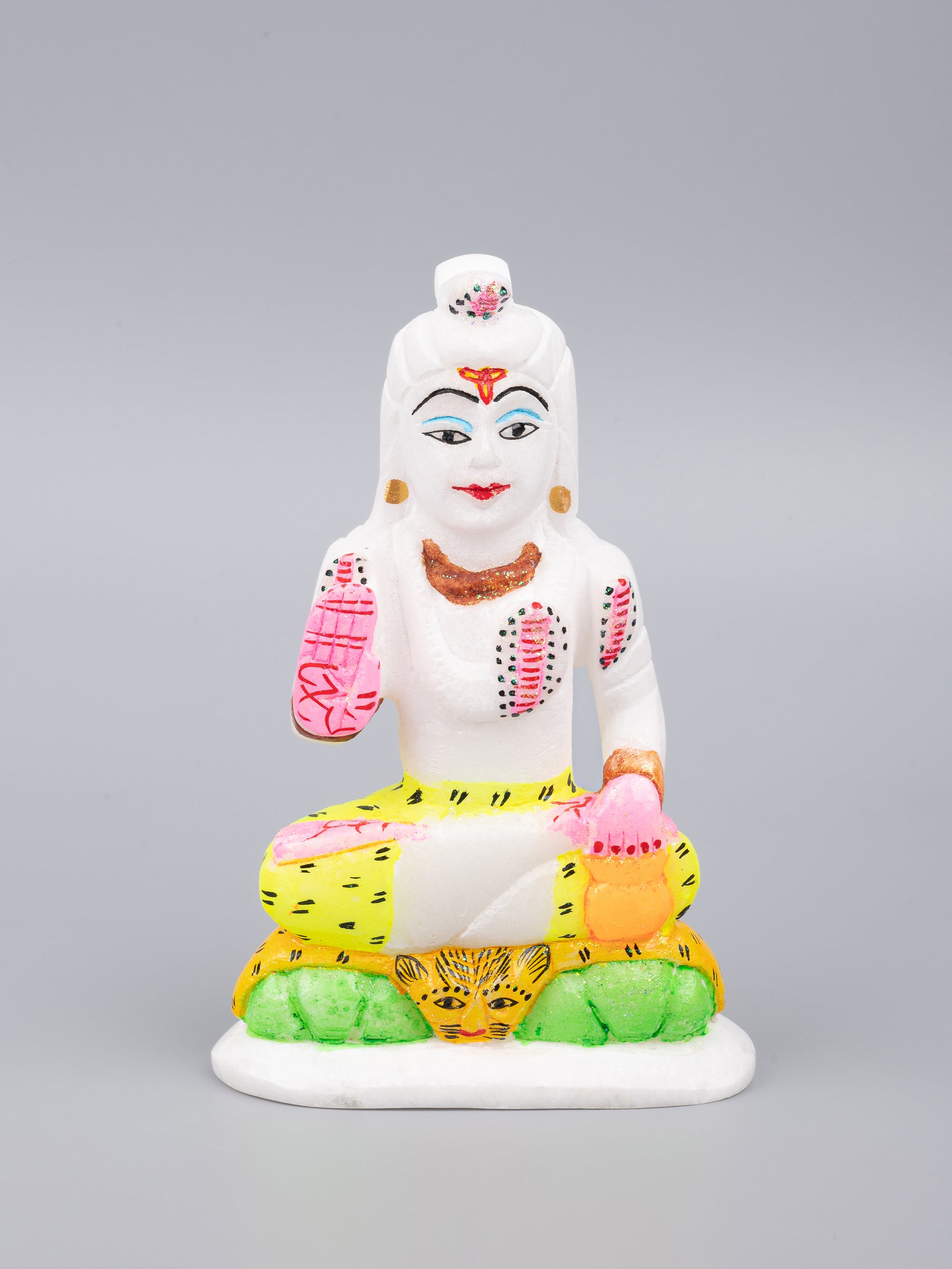Marble painted statue of Lord Shiva - 6 inches height - The Heritage Artifacts