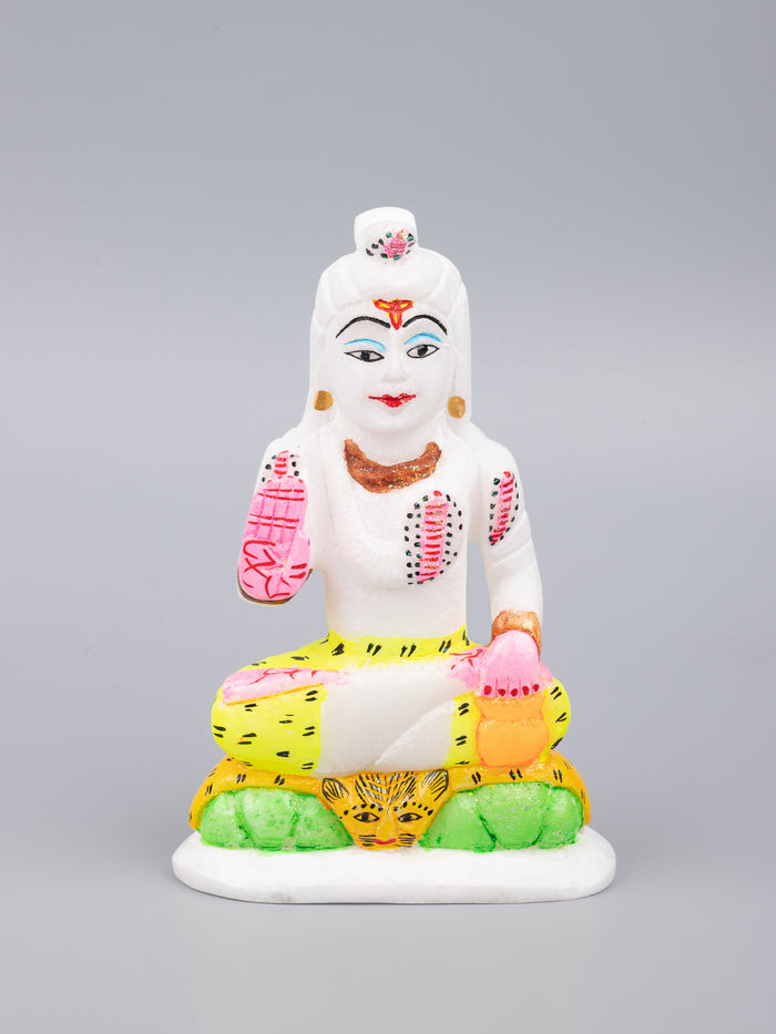Marble painted statue of Lord Shiva - 6 inches height - The Heritage Artifacts