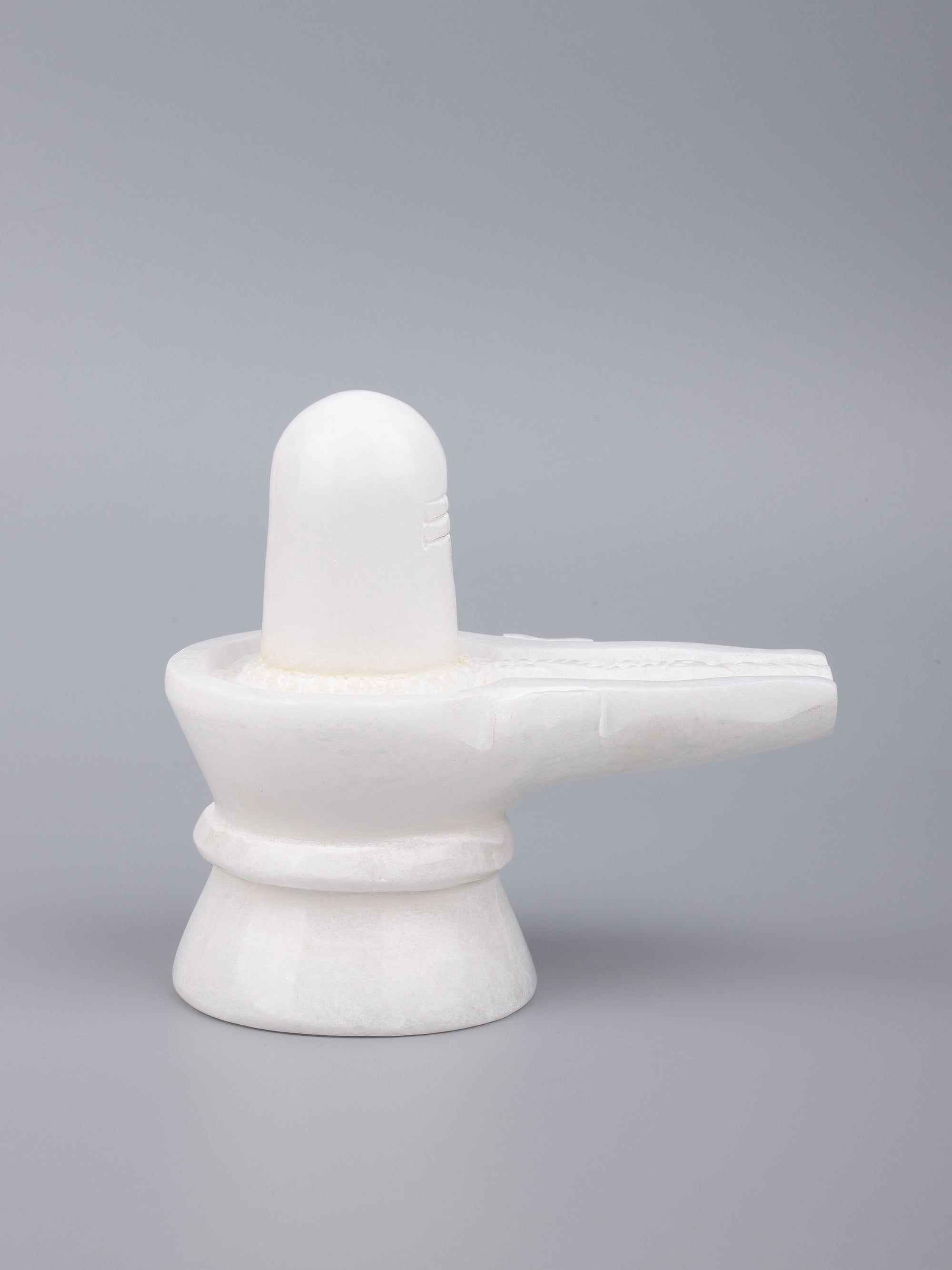 White marble Shivling statue for everyday pooja purpose - 5 inches height - The Heritage Artifacts