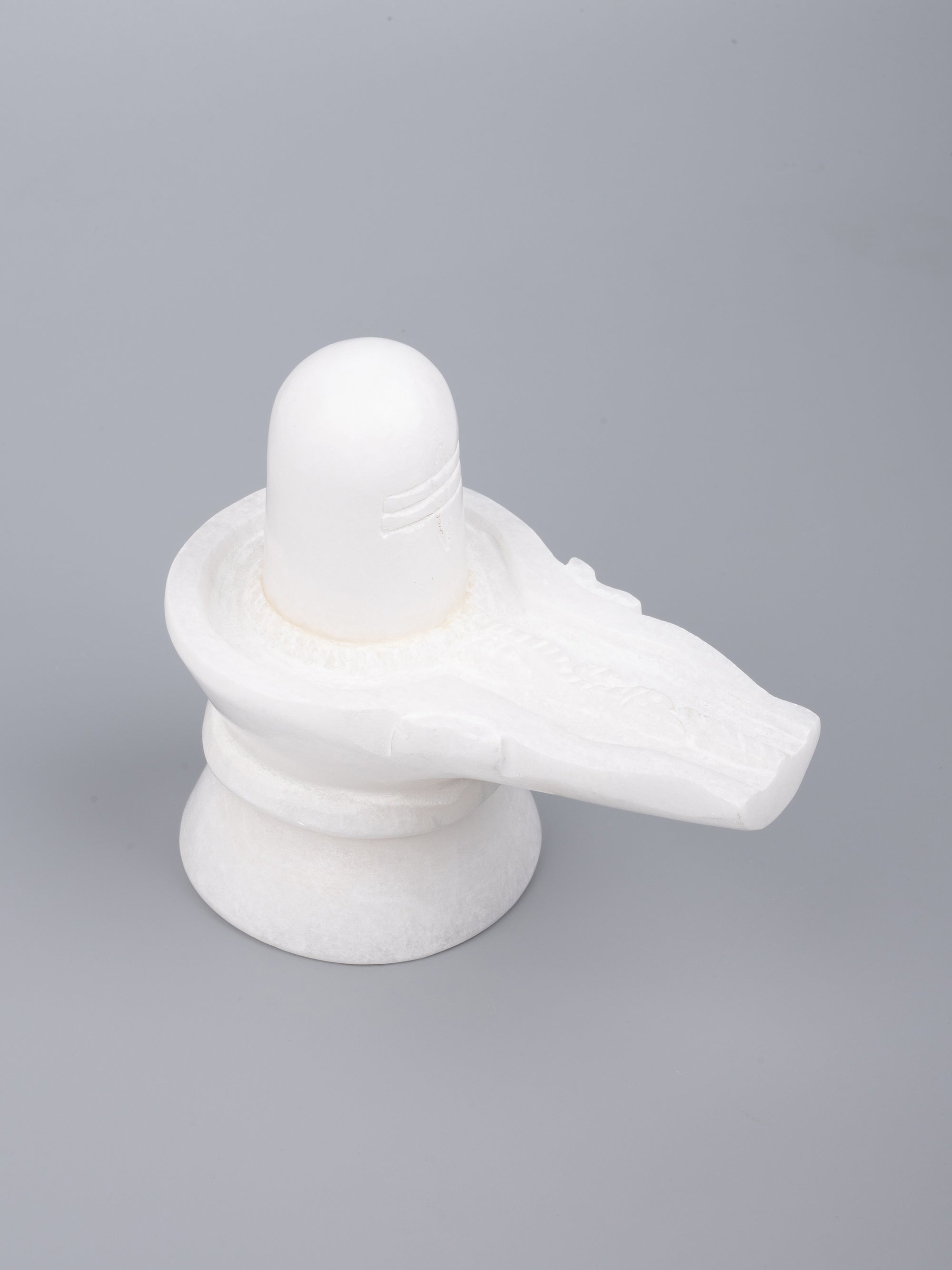 White marble Shivling statue for everyday pooja purpose - 5 inches height - The Heritage Artifacts