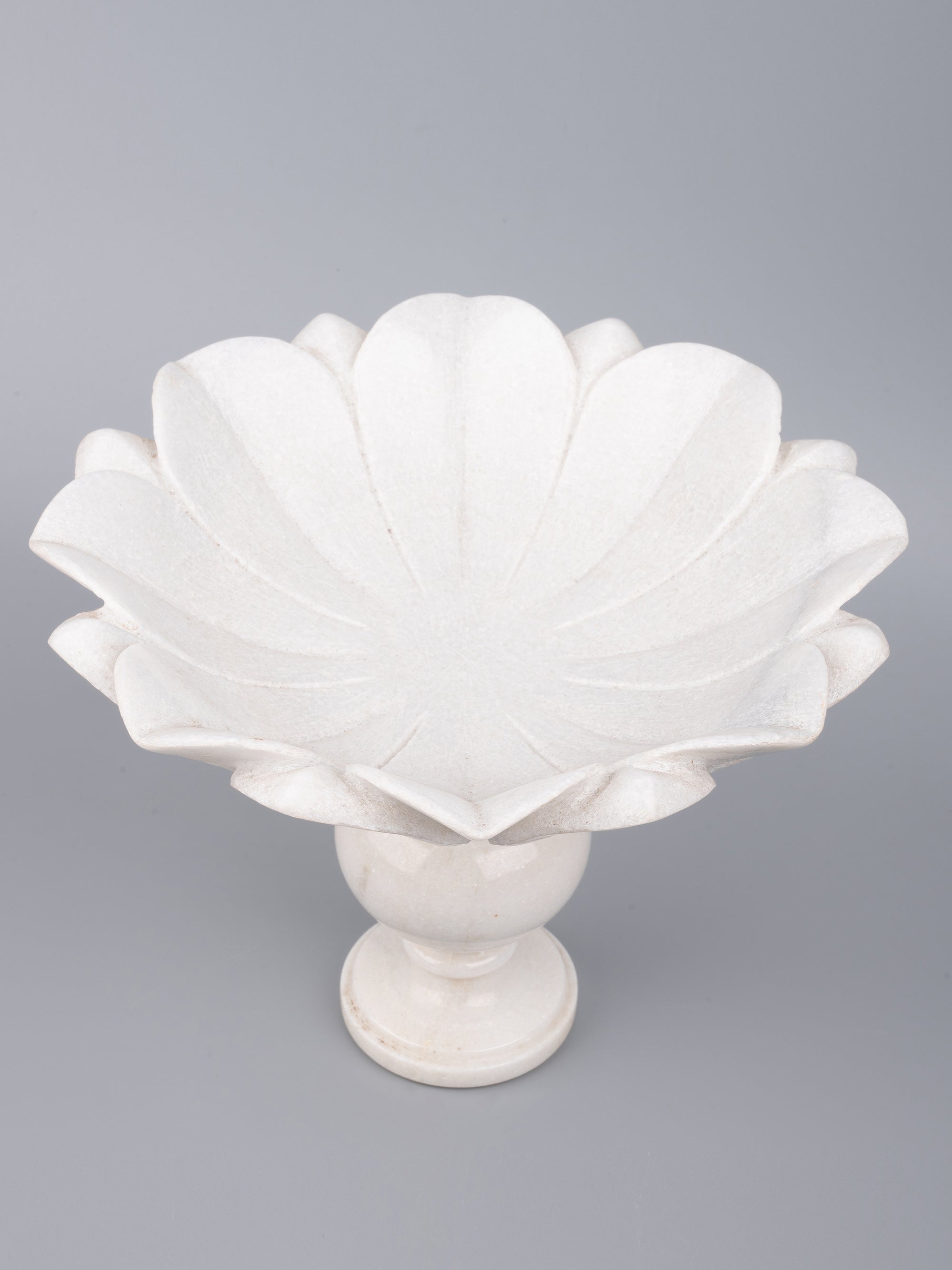 White marble Lotus plate with stand that can used as an individual flower also - The Heritage Artifacts