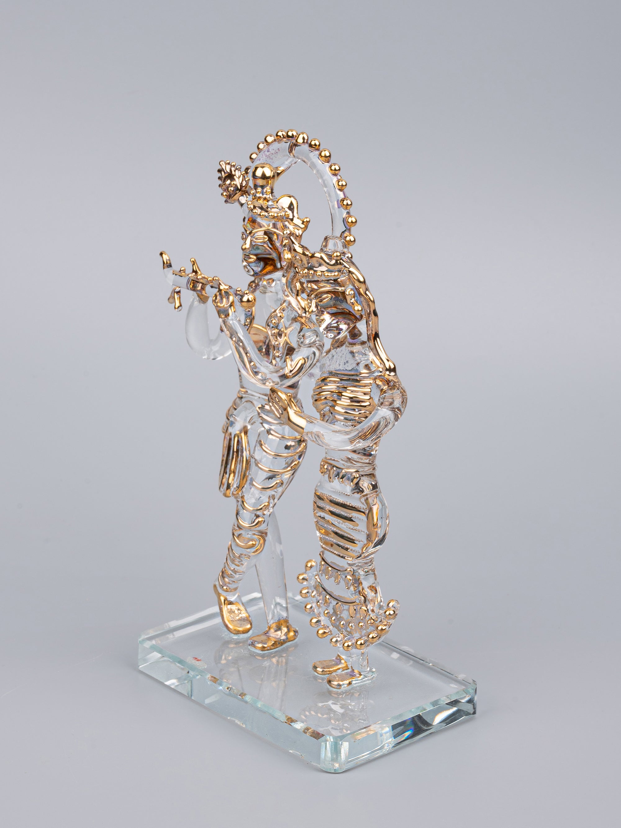 7 inches Radha Krishna statue made of solid and transparent glass - The Heritage Artifacts