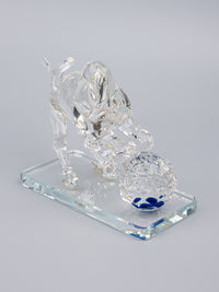 Transparent Glass show piece Bull fighting with a Ball - The Heritage Artifacts
